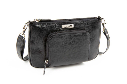 Leather Crossbody RFID Mini Purse with Accordion Pouch Wallet Black front 164 11343 2350 34041.1679731079