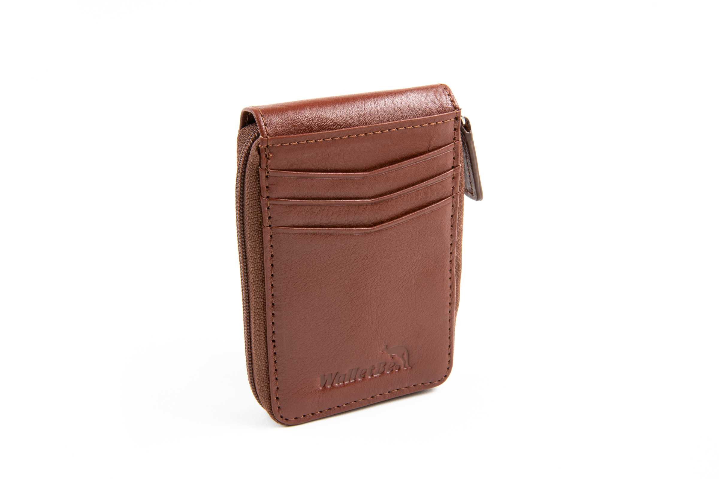 Women Genuine Leather Wallet Fid Blocking Zipper Slim Minimalist