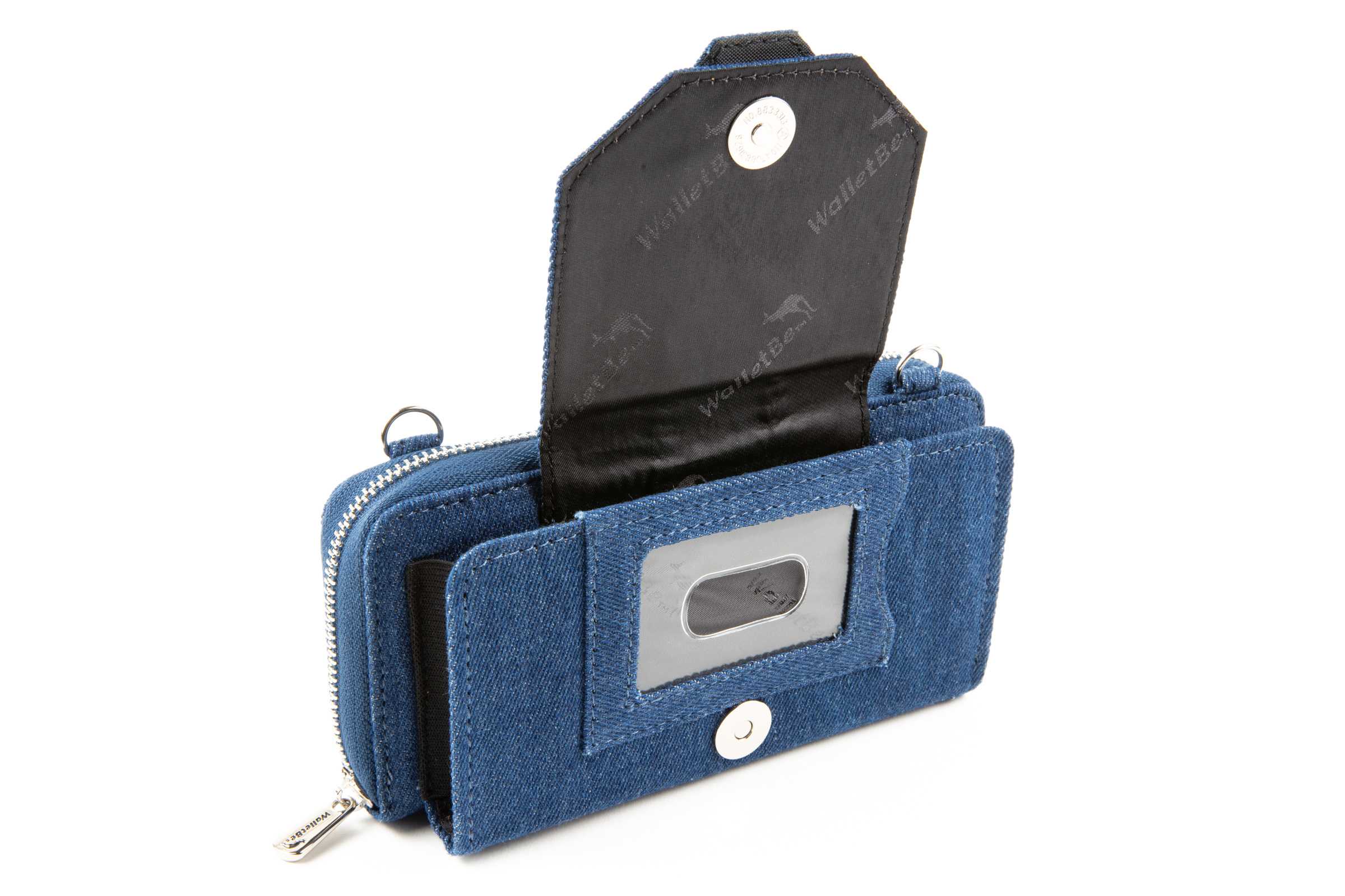 Denim Crossbody RFID Cell Phone Accordion Wallet Purse
