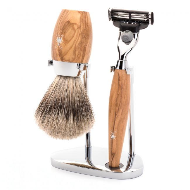 Muhle Kosmo S281 H870 3 Piece Shaving Set - Olive Wood