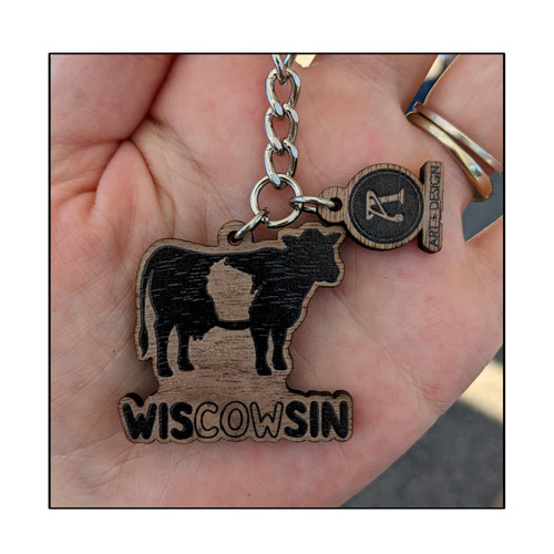 WisCOWsin Wooden Keychain