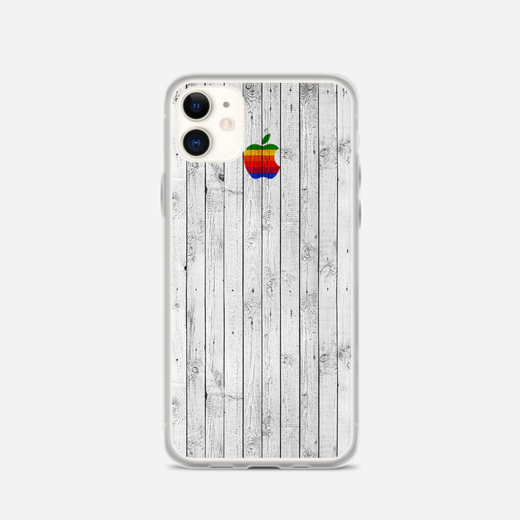 Apple Logo On White Wood Colorful iPhone 12 Mini Case
