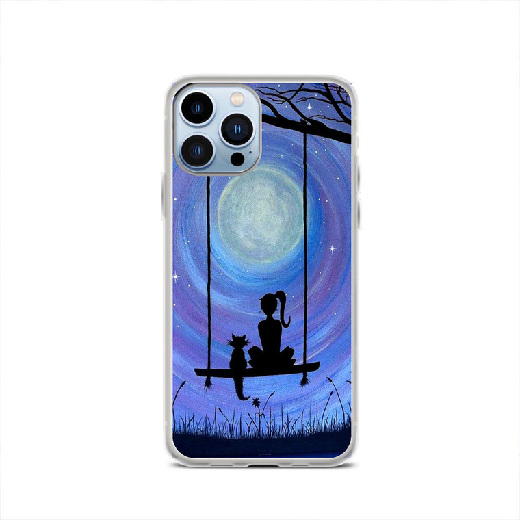 Woman Cat And Moon iPhone 13 Pro Max Case