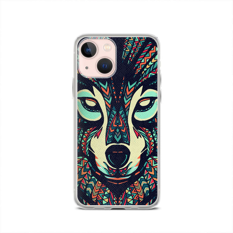 Wolf Aztec Pattern iPhone 13 Case