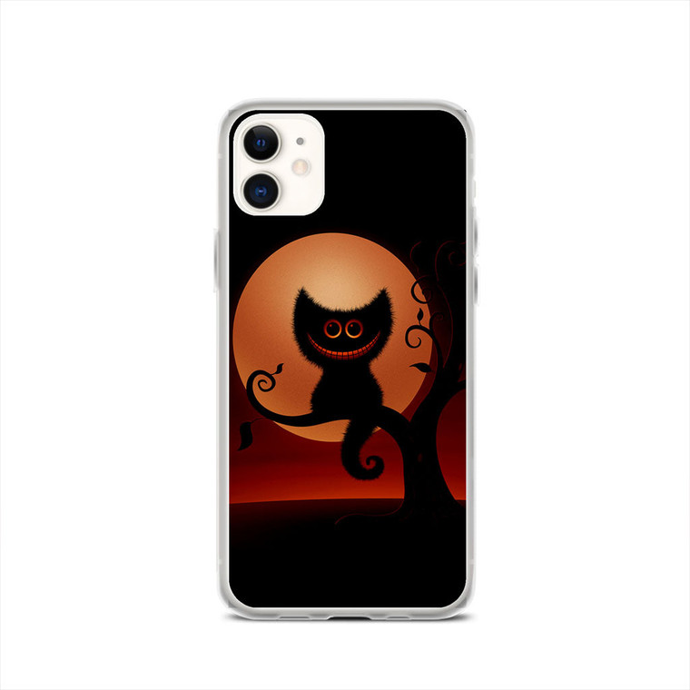 Black Cat Smiley Moonlight iPhone 12 Case