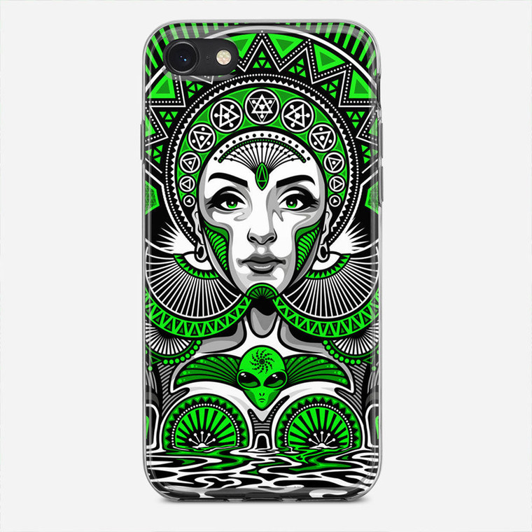 Trippy Green Astec Woman iPhone SE Case
