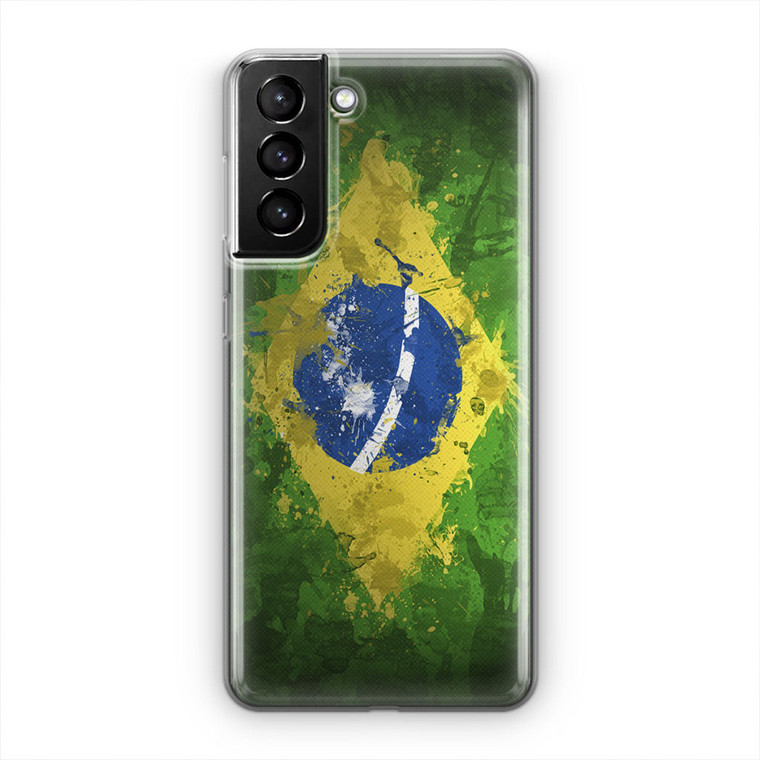 Brazil Splater Flag Samsung Galaxy S21 Plus Case