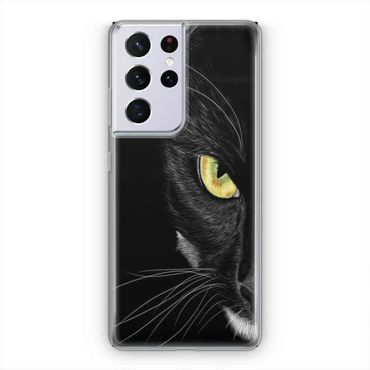 Black Cat Yellow Eye Samsung Galaxy S21 Ultra Case