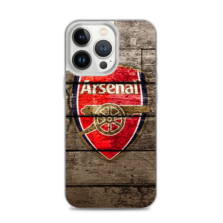 Arsenal With Wood Texture iPhone 14 Pro Case