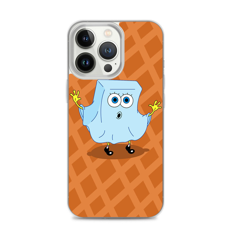 Ghost Spongebob Waffle Pattern iPhone 14 Pro Case