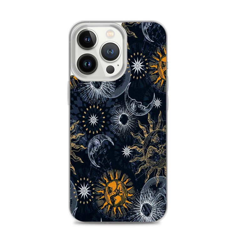Sun Moon And Stars Silver Charm iPhone 14 Pro Case