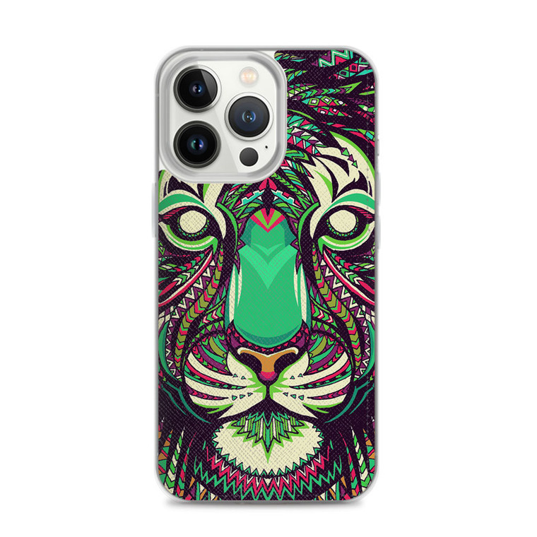 Tiger Aztec Pattern iPhone 14 Pro Case