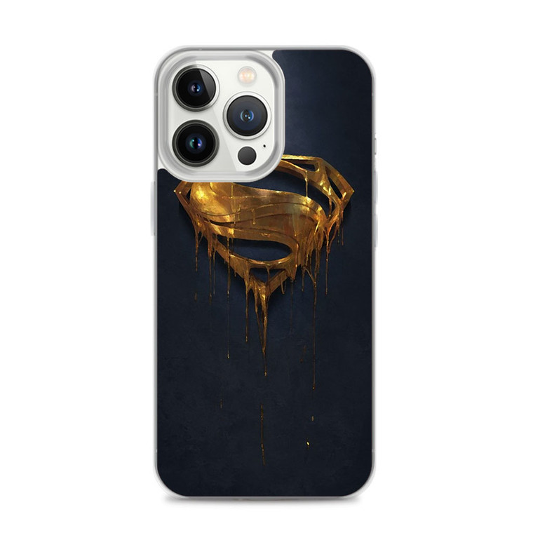 Superman Melted Gold Logo iPhone 14 Pro Max Case