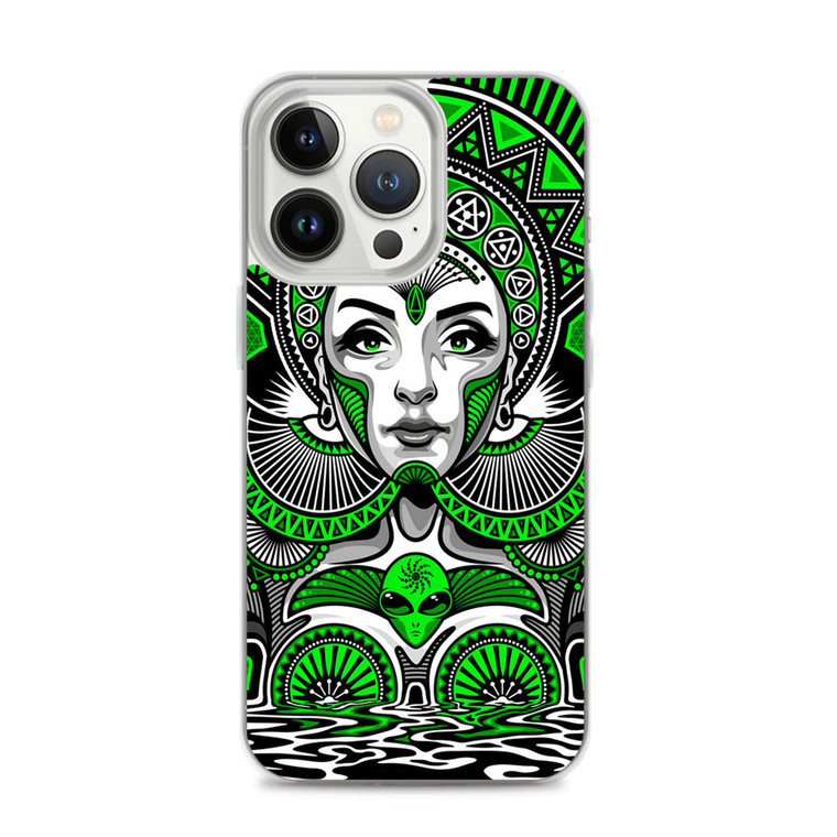 Trippy Green Astec Woman iPhone 14 Pro Max Case