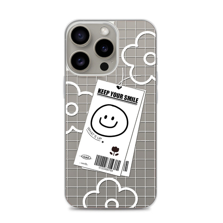 White Mood Board Keep Your Smile iPhone 15 Pro Case