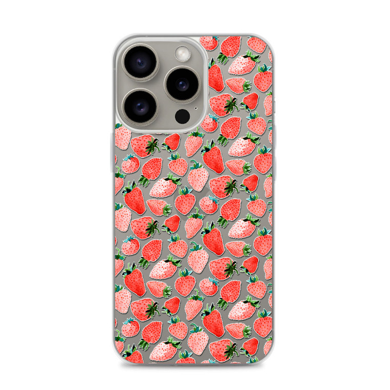 Sweet Red Strawberries Watercolor Wallpaper iPhone 15 Pro Max Case