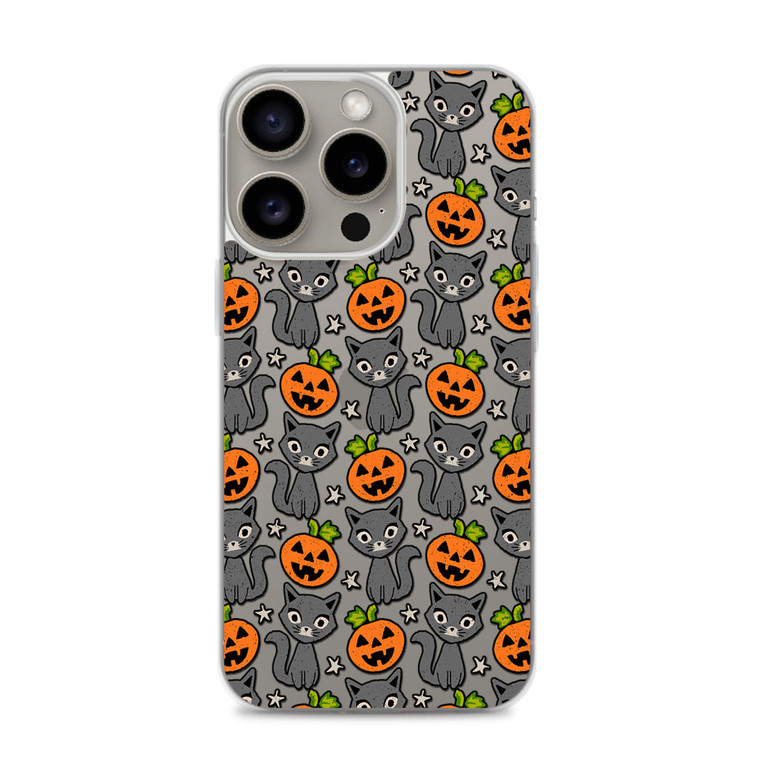 Witchy Cat And Halloween Pumpkins iPhone 15 Pro Max Case