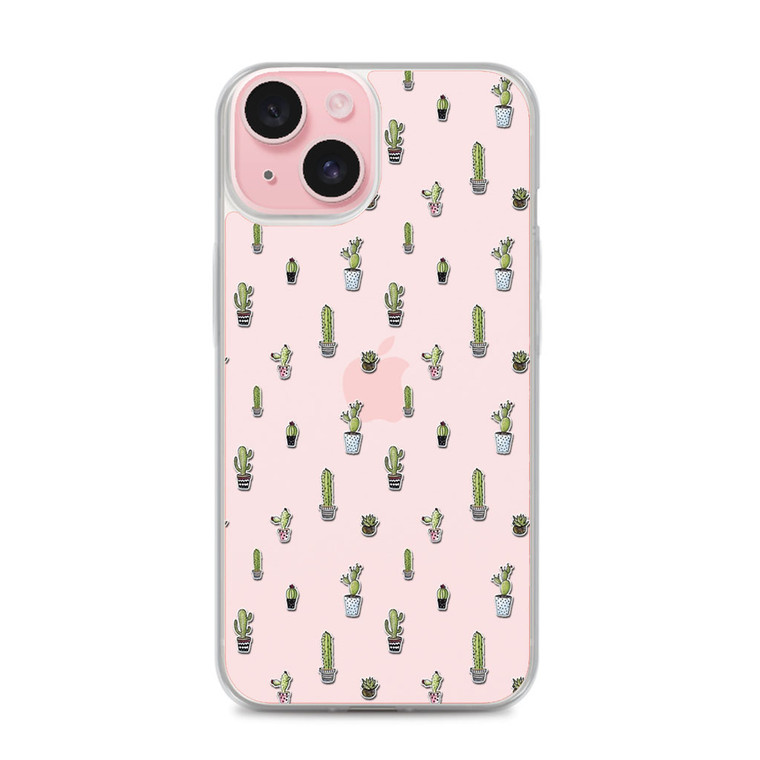 Watercolor Cactus Pattern iPhone 15 Plus Case