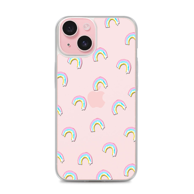 Watercolor Rainbows Dots Pattern iPhone 15 Plus Case