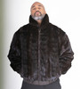 Dark Brown Reversible Full Skin Mink to Leather Bomber Jacket 