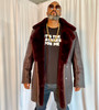 Burgundy Double Breasted Sheepskin Pea Coat 