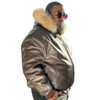 Brown Baseball Jacket with fur Hood 