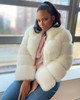 Ladies White Cropped Fox Fur Jacket