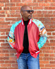 Red Ocean Views Butter Soft leather Baseball Jacket 