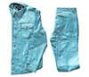 Powder Blue Mens Butter Soft Leather Pants and Top Set 
