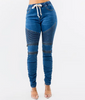 High Waist Shirred Moto JOGGERS