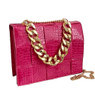 Hot Pink Croc Print Chain link Purse