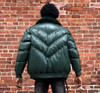 Green V Bomber Leather Jacket 