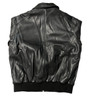 Black leather baseball jacket with collar