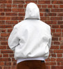 White Baseball Leather Jacket with Hood 