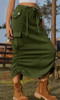 Green Drawstring Waist Cargo Pocket Skirt