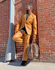 Mens Tan Real Leather Blazer and Pants Set