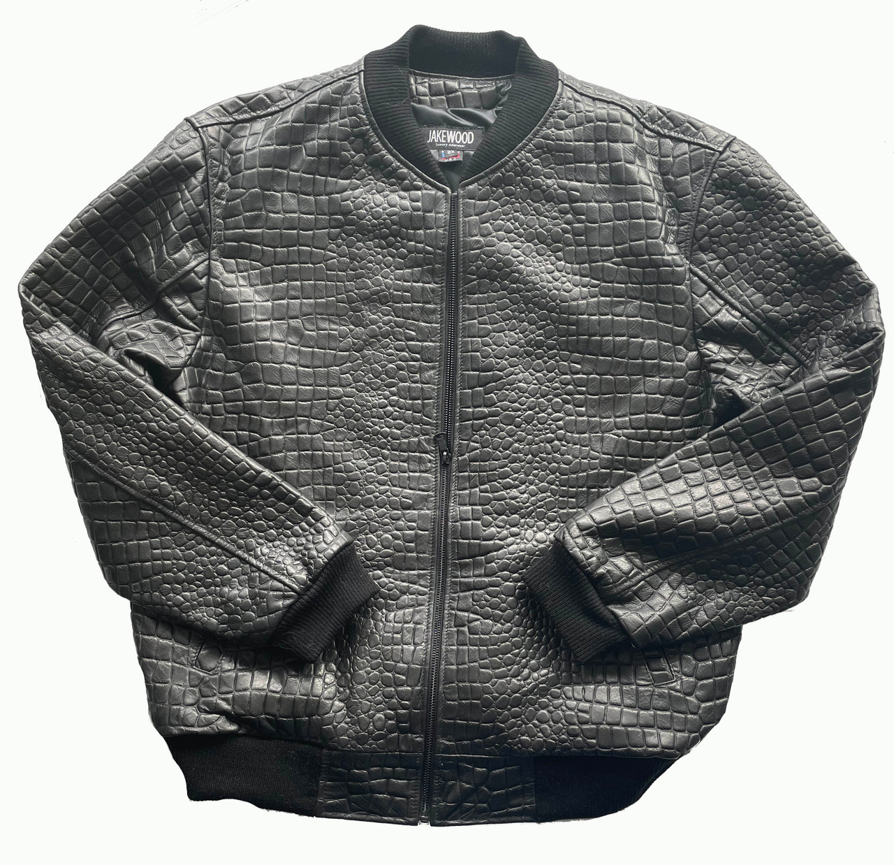 Croc finish 2-toned leather jacket