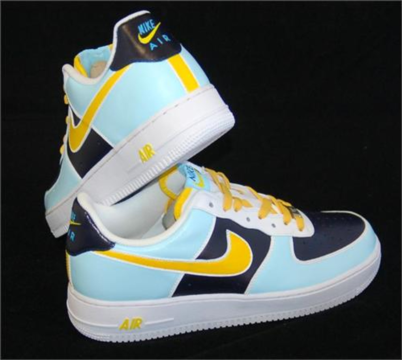 Baby blue and yellow air force ones clearance