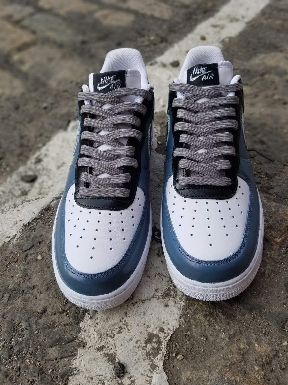 blue and gray sneakers