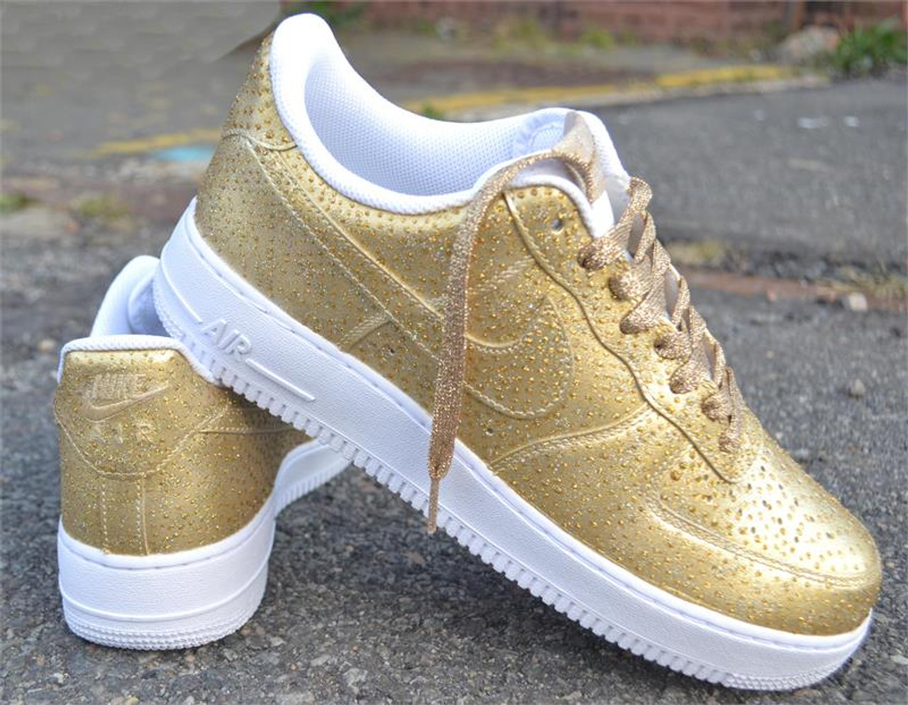 Gold Air Force One Custom Painted Sneakers