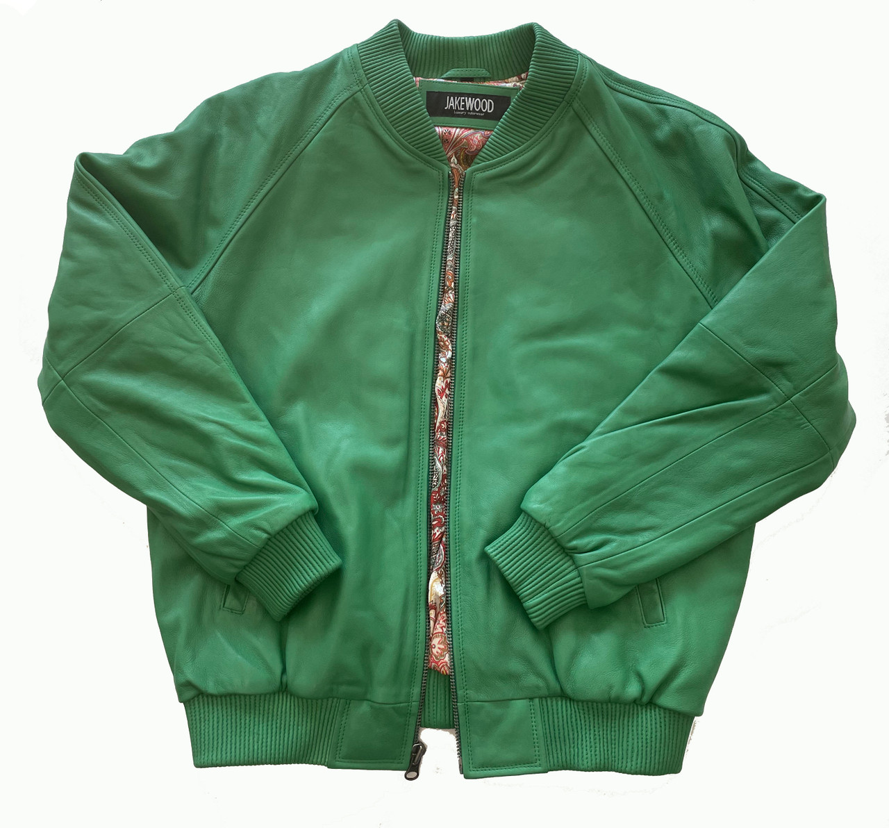 Jakewood Lime Green Butter Soft Leather Baseball Jacket (3XL) | HipHopCloset