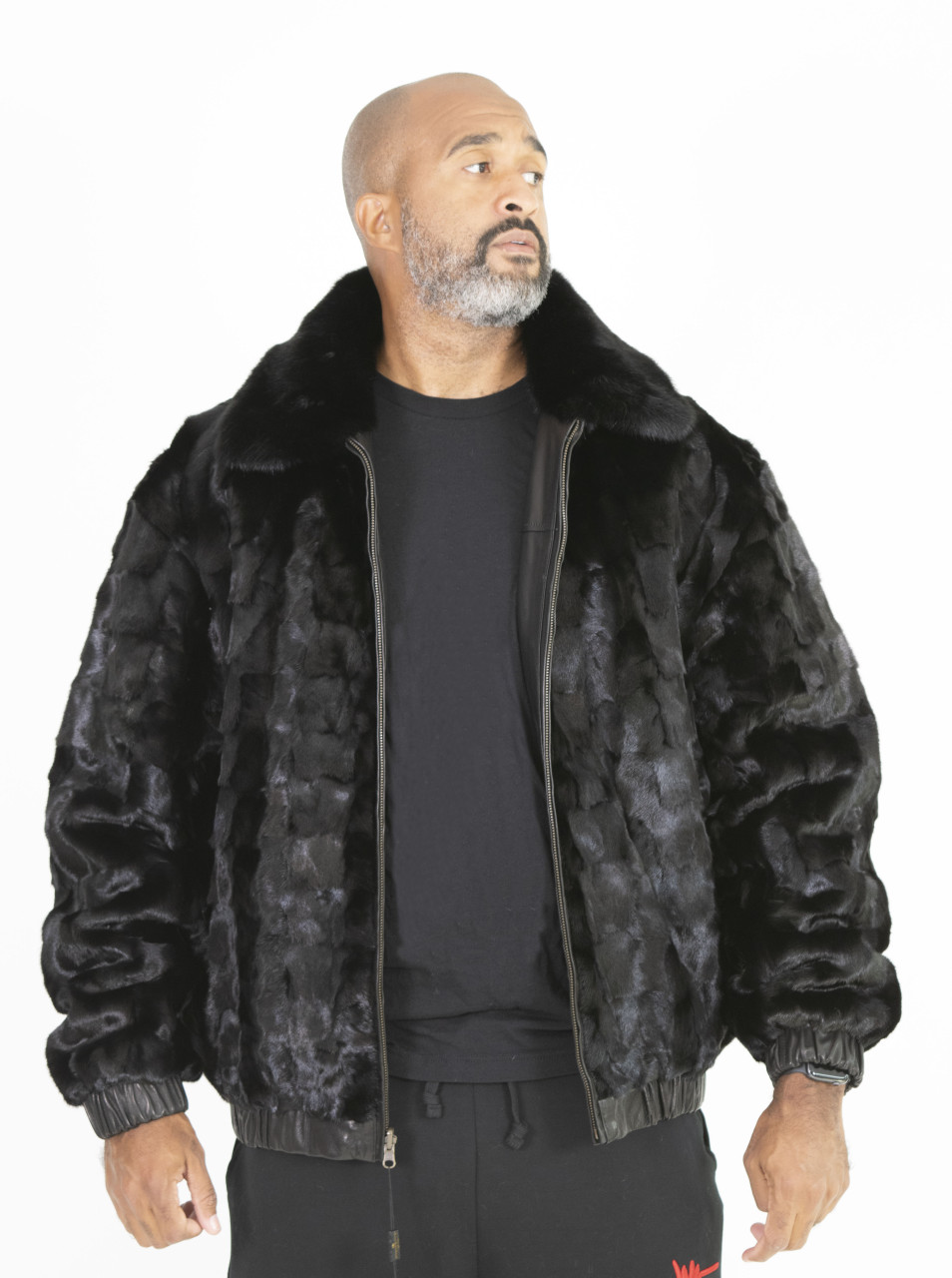 Rosendorf/ Evans Mahogany Mink Bomber Jacket Reversible to Leather- Si