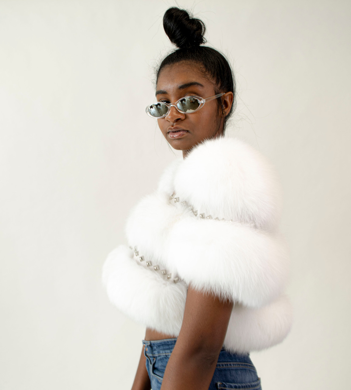 cropped white coat