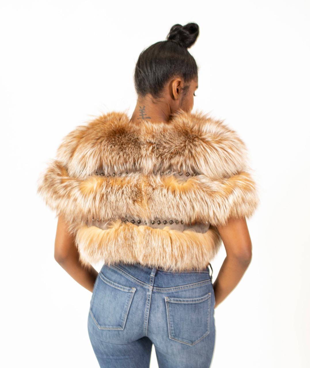 fox fur cropped jacket