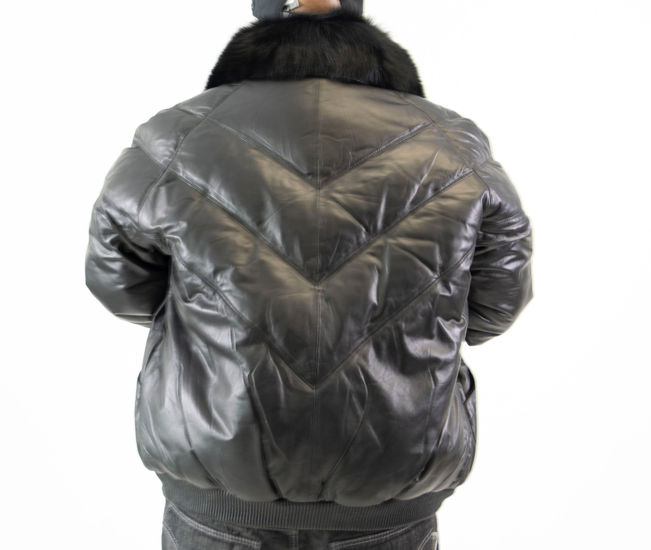 Buy Black V Bomber Bubble leather coat 