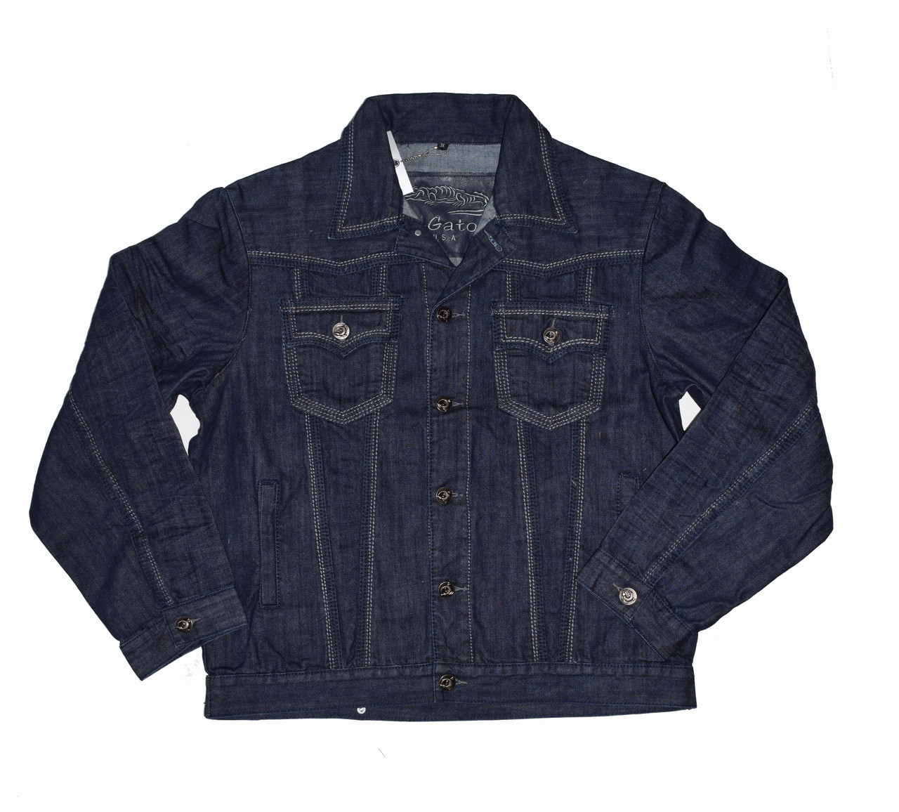 Blue Gray Stitched G Gator Jean Jacket Big And Tall Hip Hop Closet