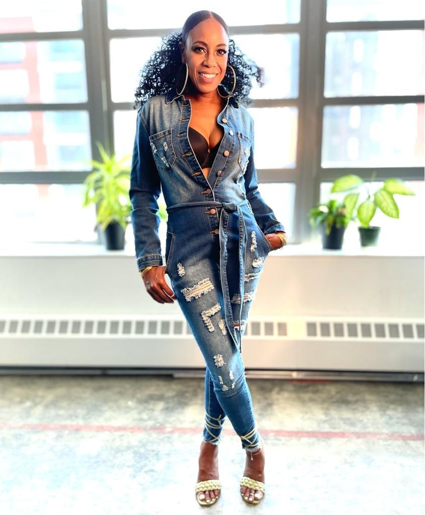 Ladies Denim Distressed Jumpsuit | HipHopCloset.com