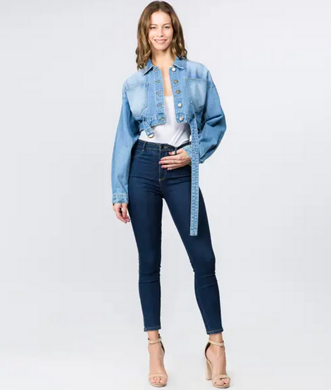 belted denim jacket