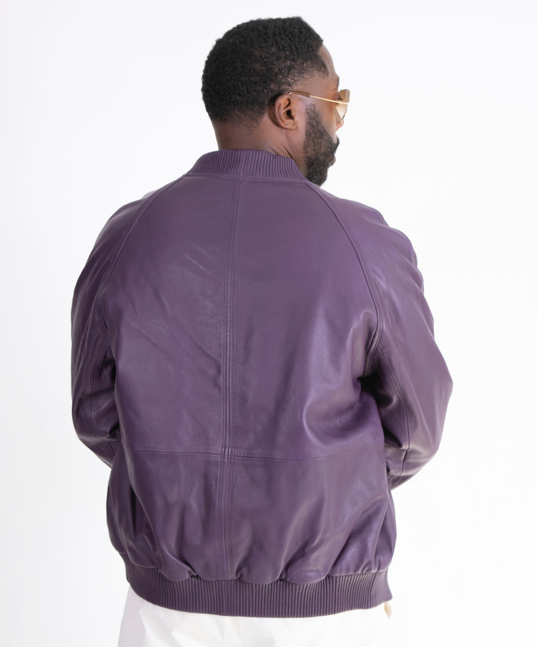 Purple Leather Baseball Jacket