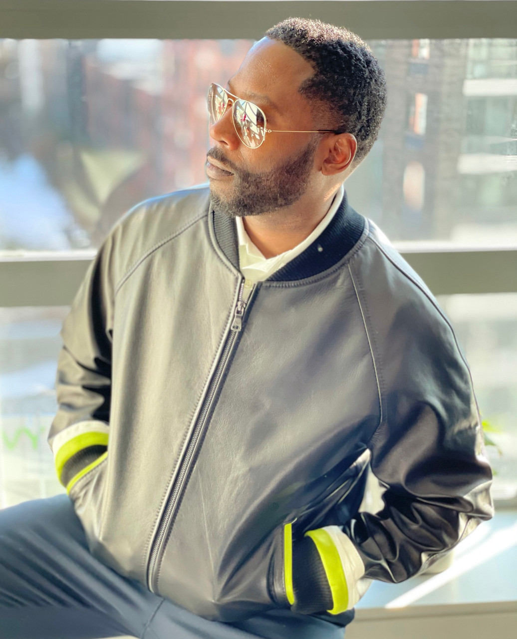 Jakewood Lime Green Butter Soft Leather Baseball Jacket (3XL) | HipHopCloset